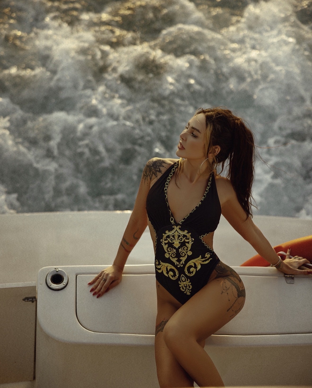 Nica on a boat
